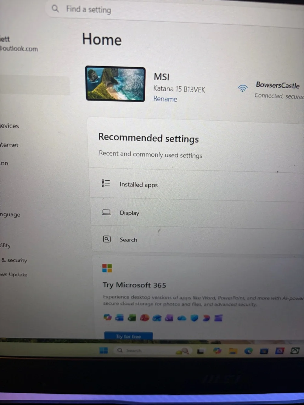 MSI Black Gaming Laptop with RGB Gradient Backlit Keyboard
